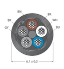 CABLE5X0.34-SH-PUR-BK-100M/TXL