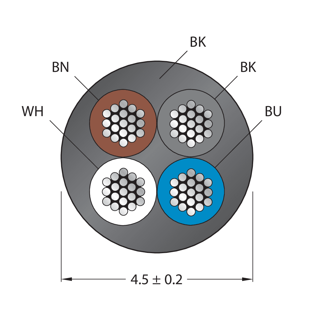 CABLE4X0.34-XX-PUR-BK-100M/TXL
